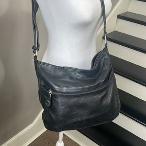 Vintage genuine, leather Crossbody shoulder handbag purse black